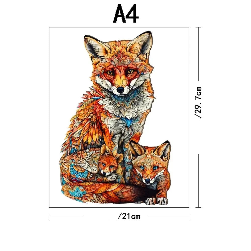 Vos met kleine vosjes | Houten Puzzel