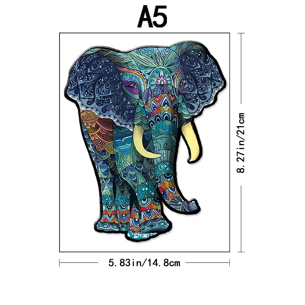 Blauwe olifant | Houten Puzzel