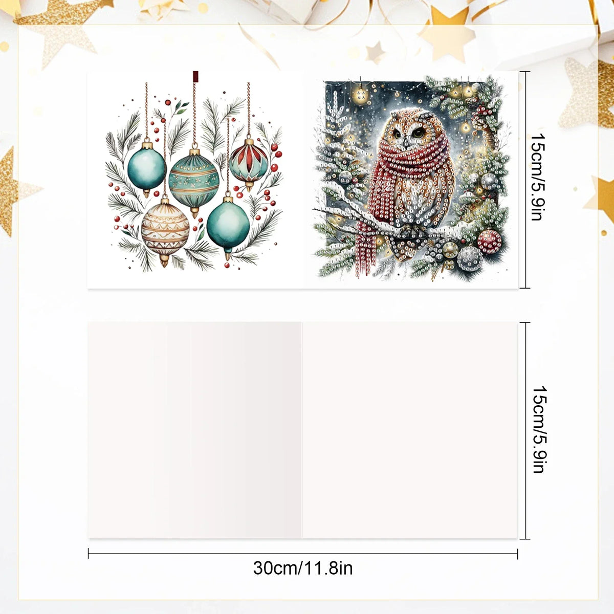 Uilen kerstkaarten 6 stuks | 6 stuks | Diamond Painting