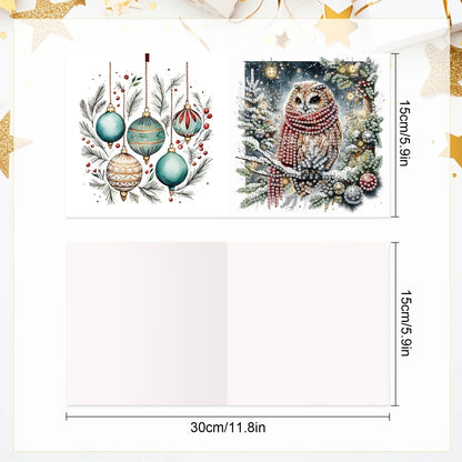 Uilen kerstkaarten 6 stuks | 6 stuks | Diamond Painting