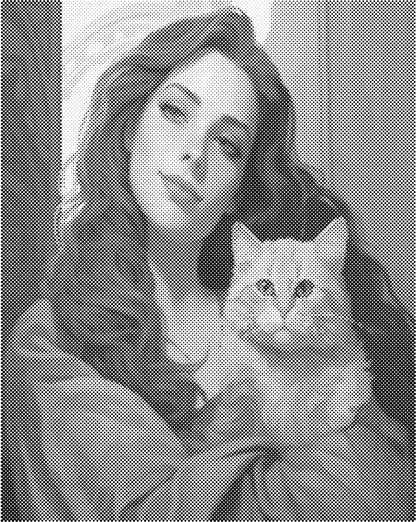Vrouw met kat | Dot Painting