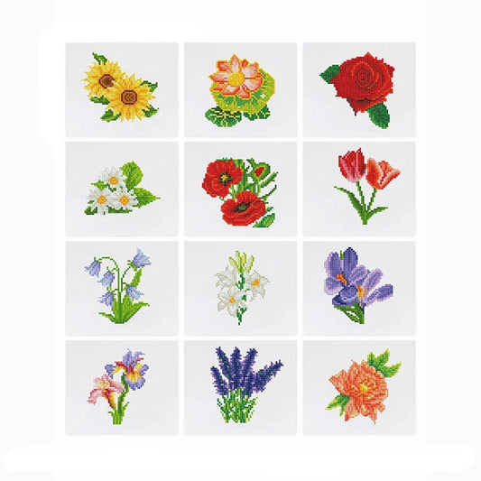 12 Mini Diamond Paintings | Bloemen | Diamond Painting