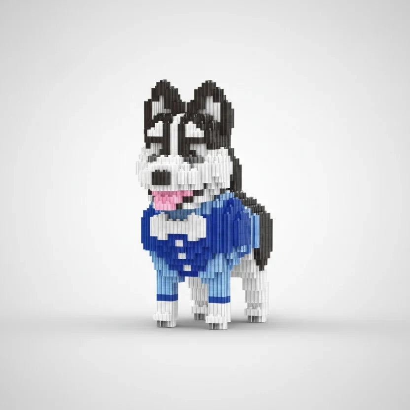 Husky in blauw pak | Bouwpakket