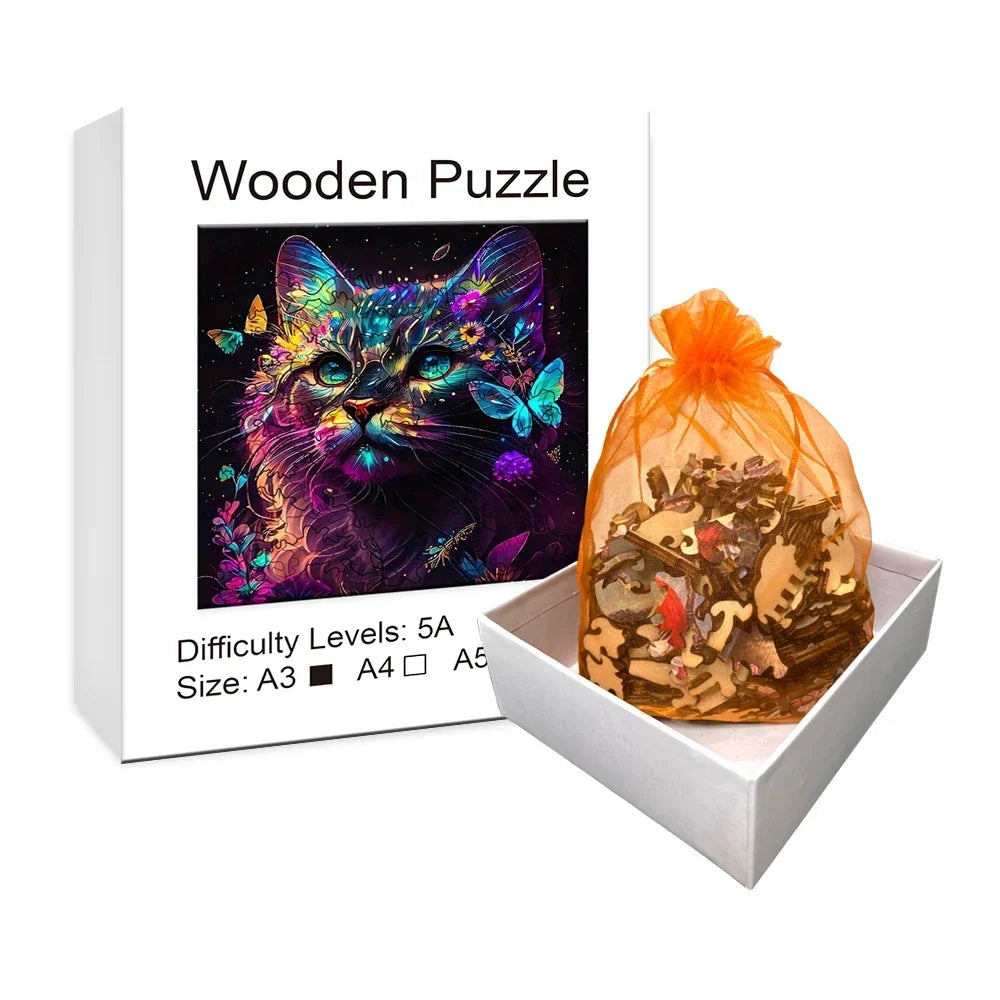 Kat met vlinders | Houten Puzzel