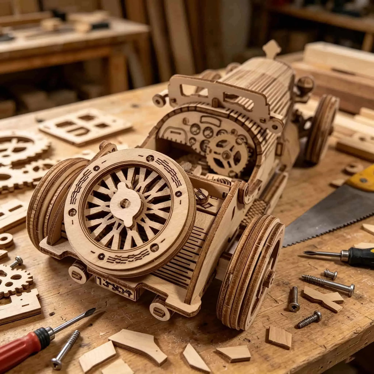 Vintage sportwagen | 3D Houten Bouwpakket