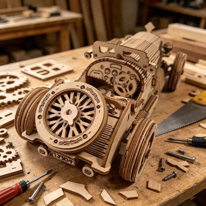 Vintage sportwagen | 3D Houten Bouwpakket