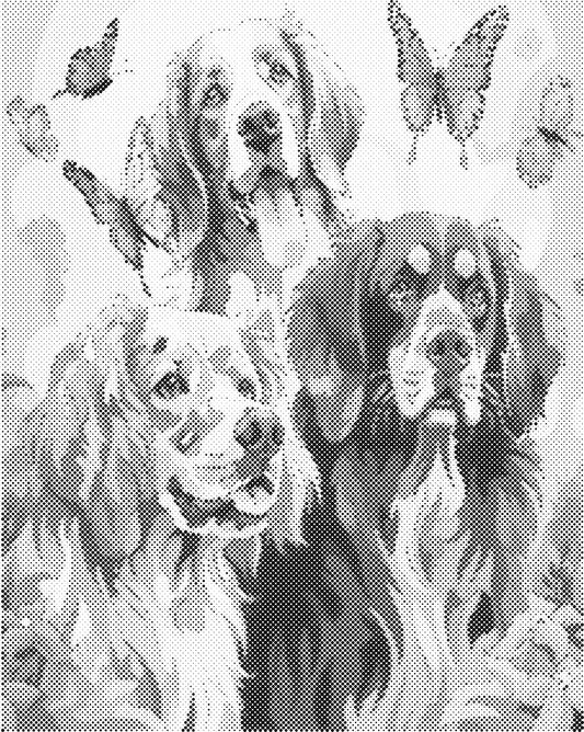 Drie honden | Dot Painting
