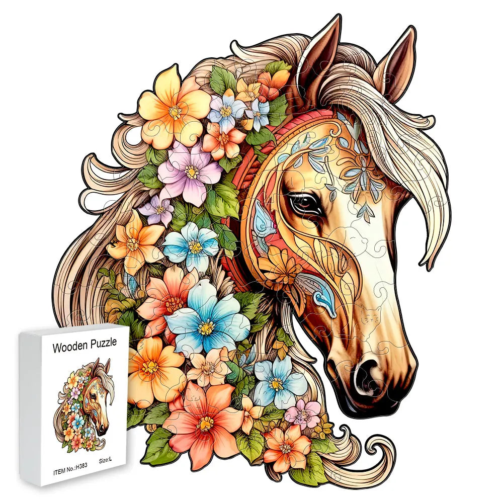 Paard met bloemen | Houten Puzzel