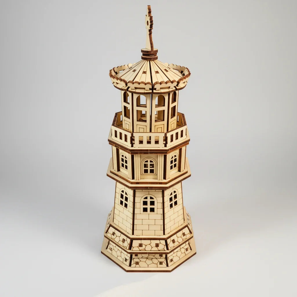 Vuurtoren met huisje | 3D Houten Bouwpakket