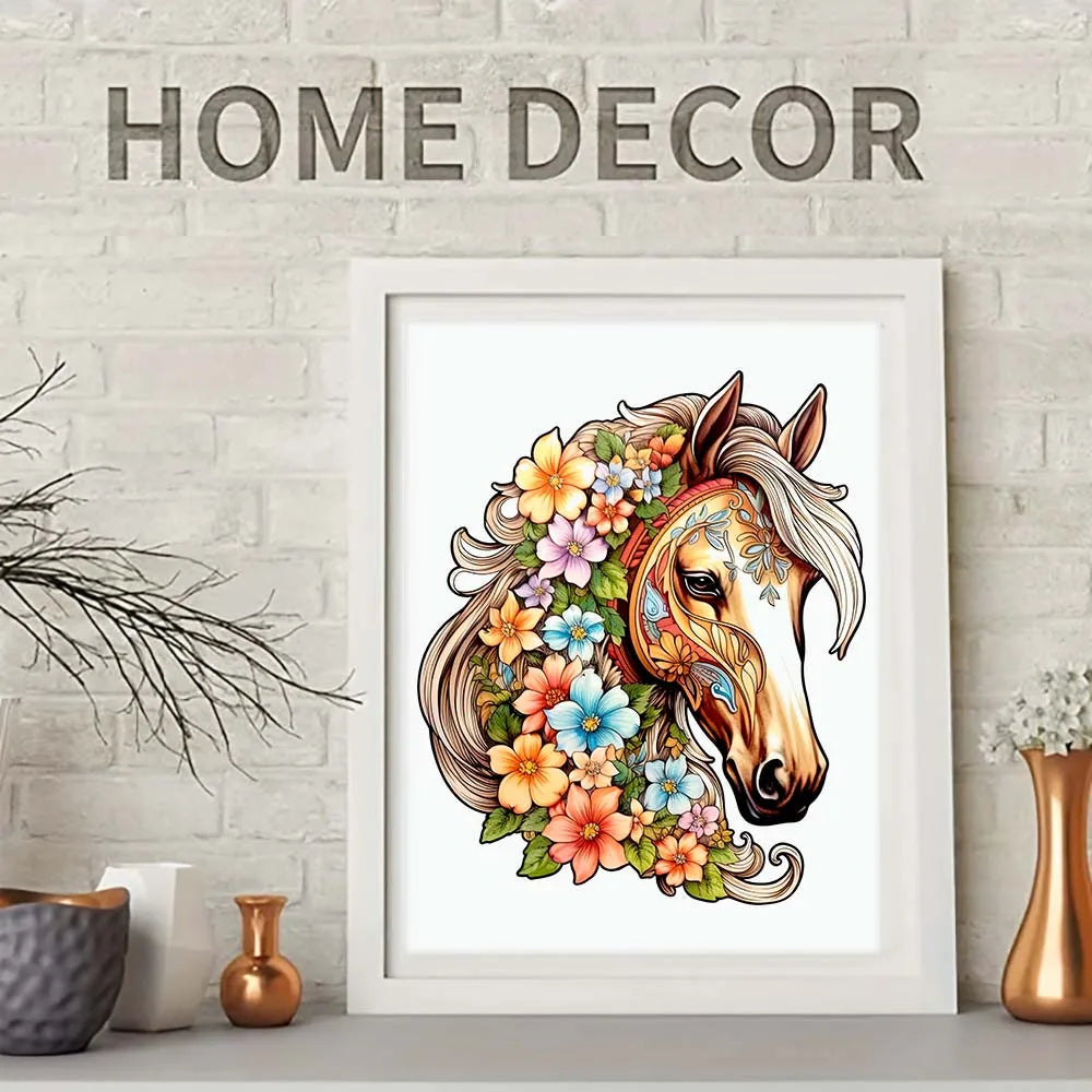 Paard met bloemen | Houten Puzzel