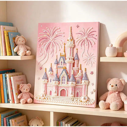 Roze kasteel | Premium parel | Diamond Painting