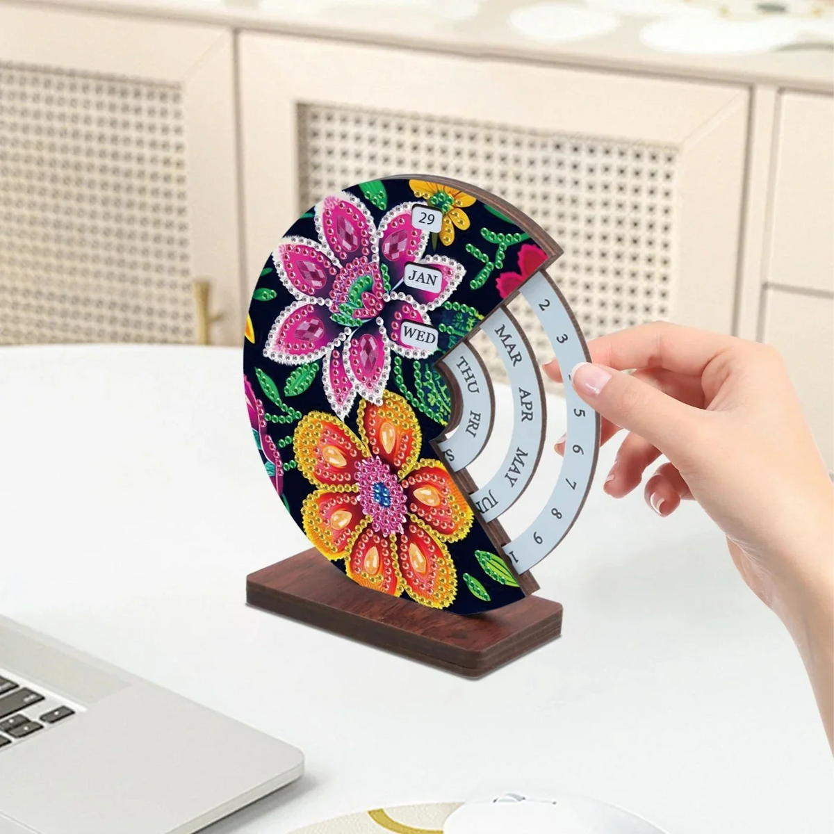 Roze oranje bloem | Kalender | Diamond Painting