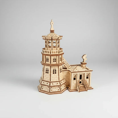 Vuurtoren met huisje | 3D Houten Bouwpakket