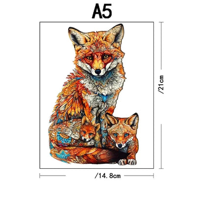 Vos met kleine vosjes | Houten Puzzel