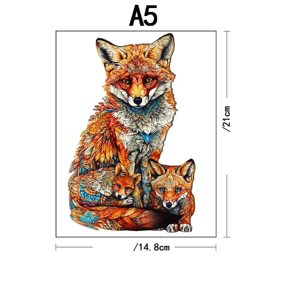 Vos met kleine vosjes | Houten Puzzel