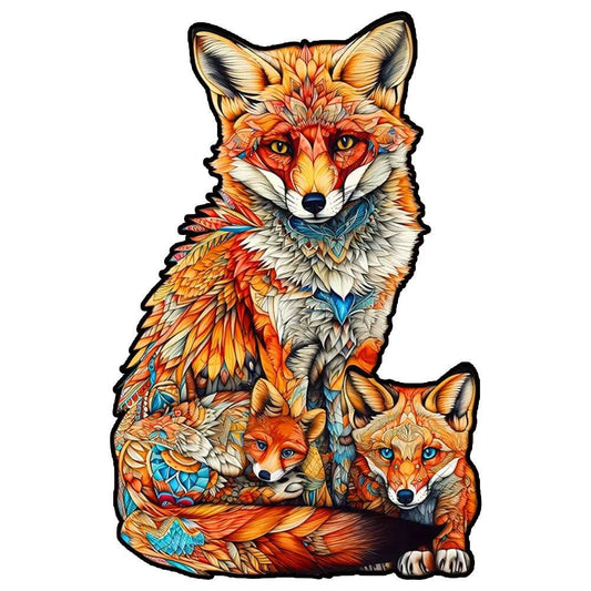 Vos met kleine vosjes | Houten Puzzel