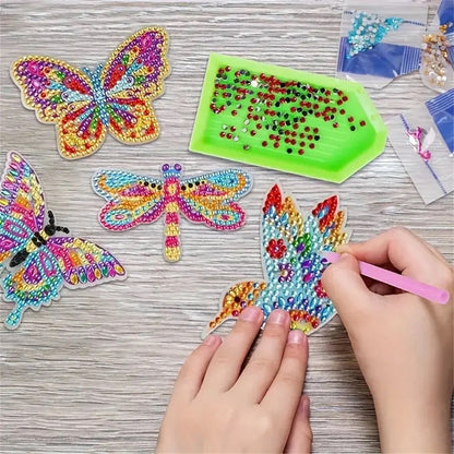 Vlinders windgong 2 2 gratis diamond painting deco hanger | Diamond Painting