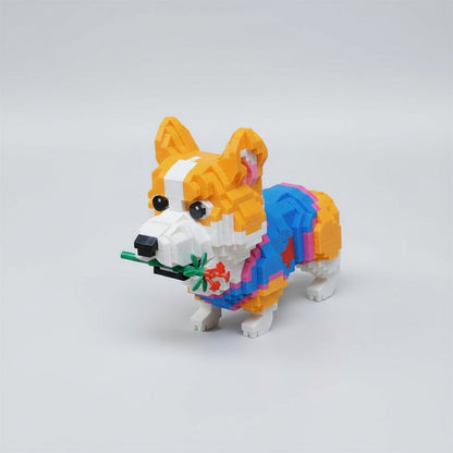 Welsh corgi met roos | Bouwpakket