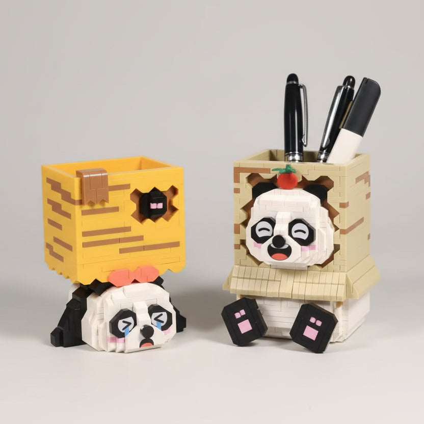 Panda in doos pennenhouder | Bouwpakket