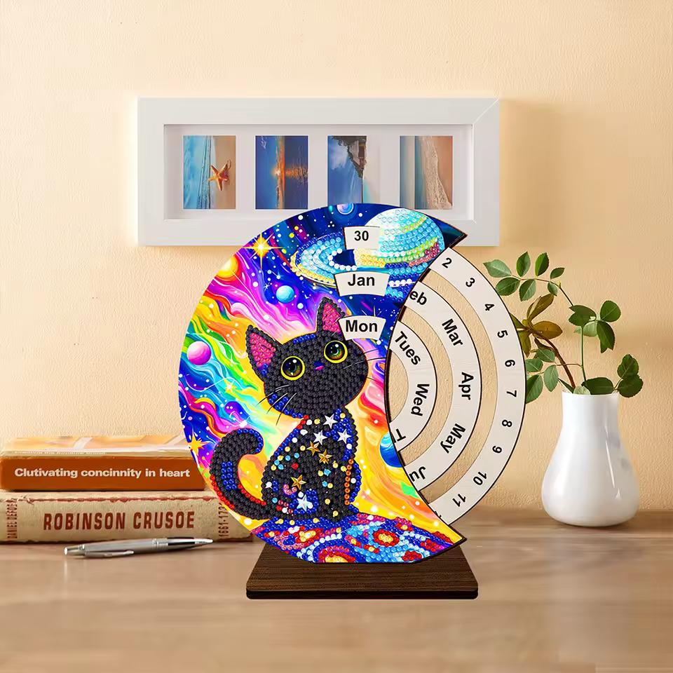 Zwarte kat | Kalender | Diamond Painting