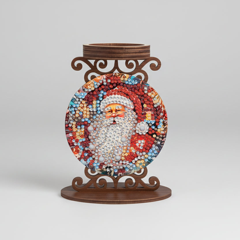 Kerstman kaarshouder | Kandelaar | Diamond Painting