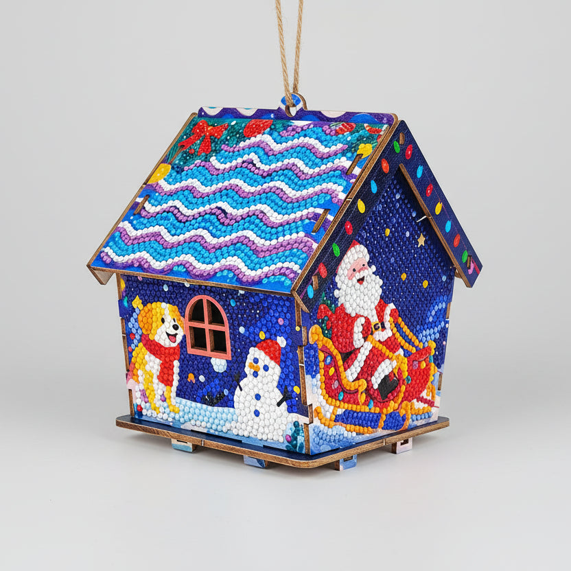 Kerst huisje hanger voor in de boom | Kersthanger | Diamond Painting