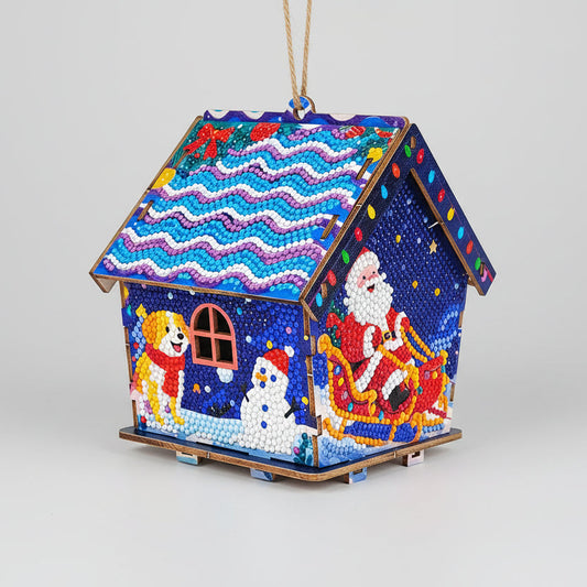Kerst huisje hanger voor in de boom | Kersthanger | Diamond Painting