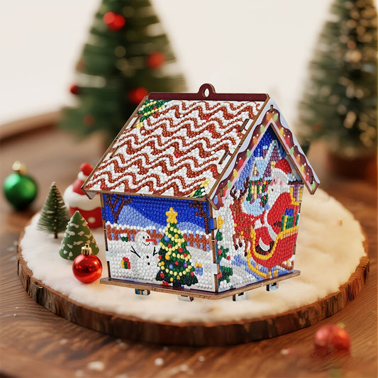 Kerst huisje hanger voor in de boom | Kersthanger | Diamond Painting