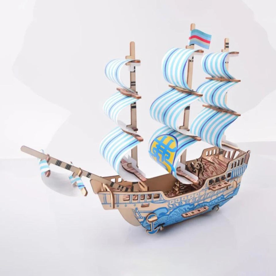 Blauw droomschip | 3D Houten Bouwpakket