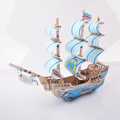 Blauw droomschip | 3D Houten Bouwpakket