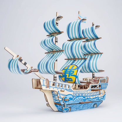 Blauw droomschip | 3D Houten Bouwpakket