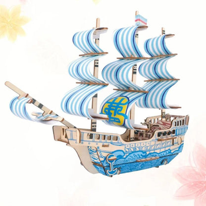 Blauw droomschip | 3D Houten Bouwpakket
