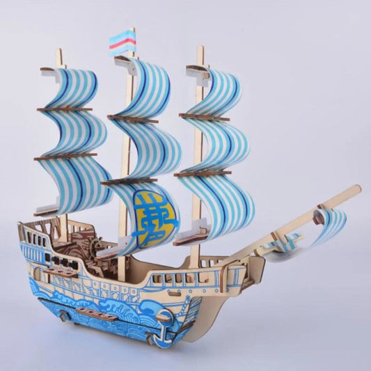 Blauw droomschip | 3D Houten Bouwpakket