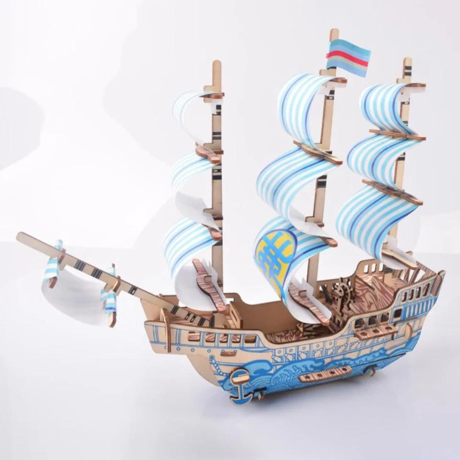 Blauw droomschip | 3D Houten Bouwpakket
