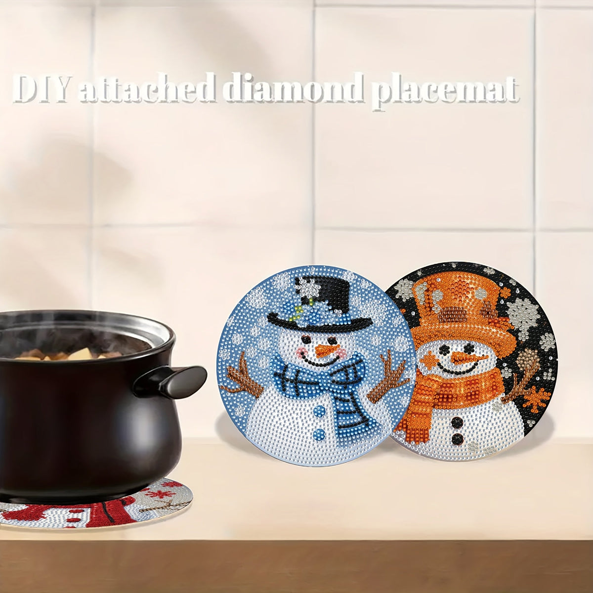 Sneeuwpoppen placemats 4 stuks | 4 stuks | Diamond Painting