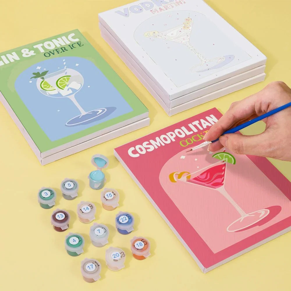 6 mini schilderijen kleurrijke cocktail collectie | Kleurrijke Cocktailcollectie | Schilderen op Nummer