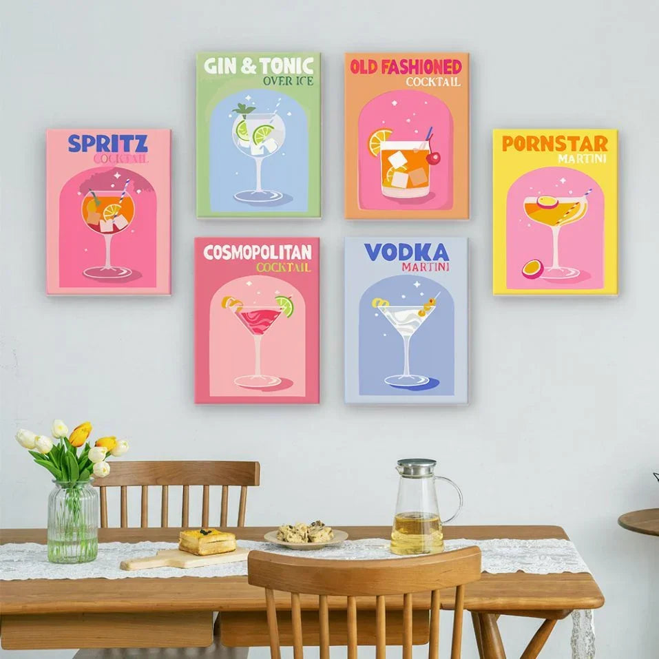 6 mini schilderijen kleurrijke cocktail collectie | Kleurrijke Cocktailcollectie | Schilderen op Nummer