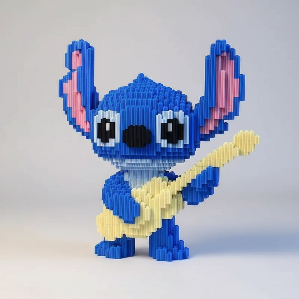 Schattig blauw wezen met gitaar | Bouwpakket