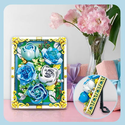 Blauwe rozen schilderij | Bouwpakket