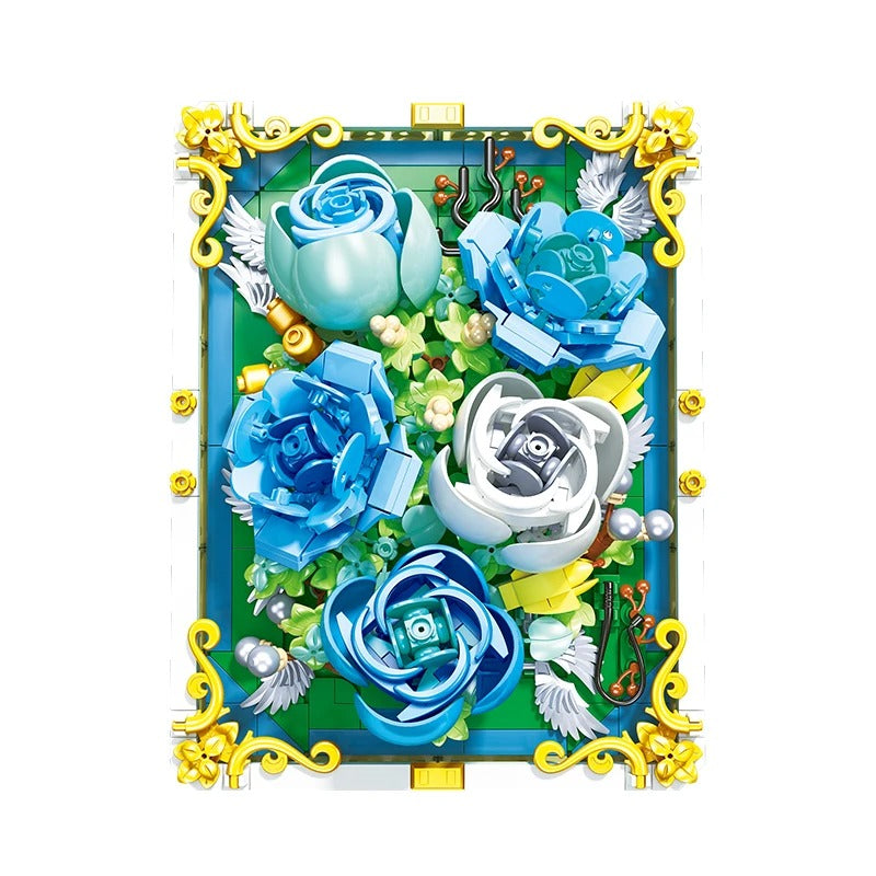 Blauwe rozen schilderij | Bouwpakket