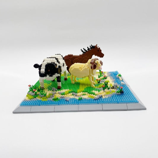Paard koe en schaap op het weiland | Bouwpakket