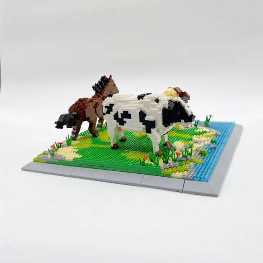 Paard koe en schaap op het weiland | Bouwpakket