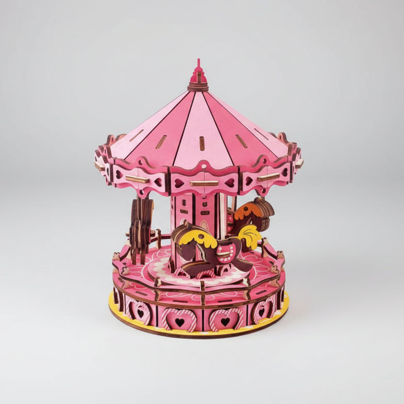 Roze draaimolen | 3D Houten Bouwpakket