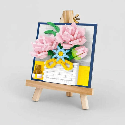 Roze rozen op schilderij | Bouwpakket