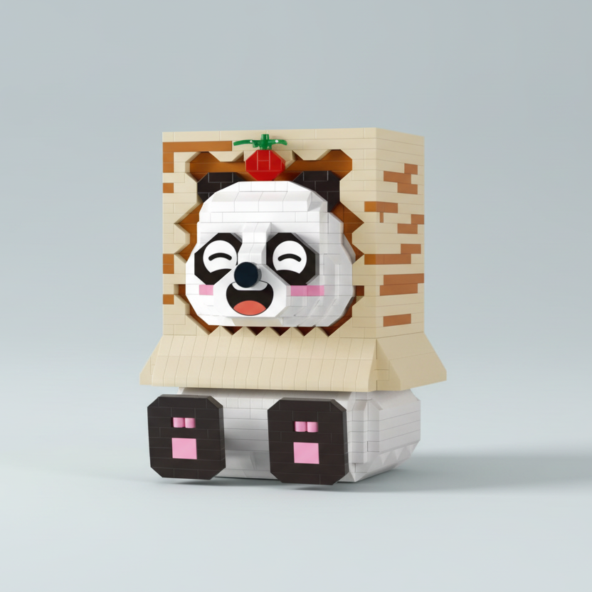 Panda in doos pennenhouder | Bouwpakket